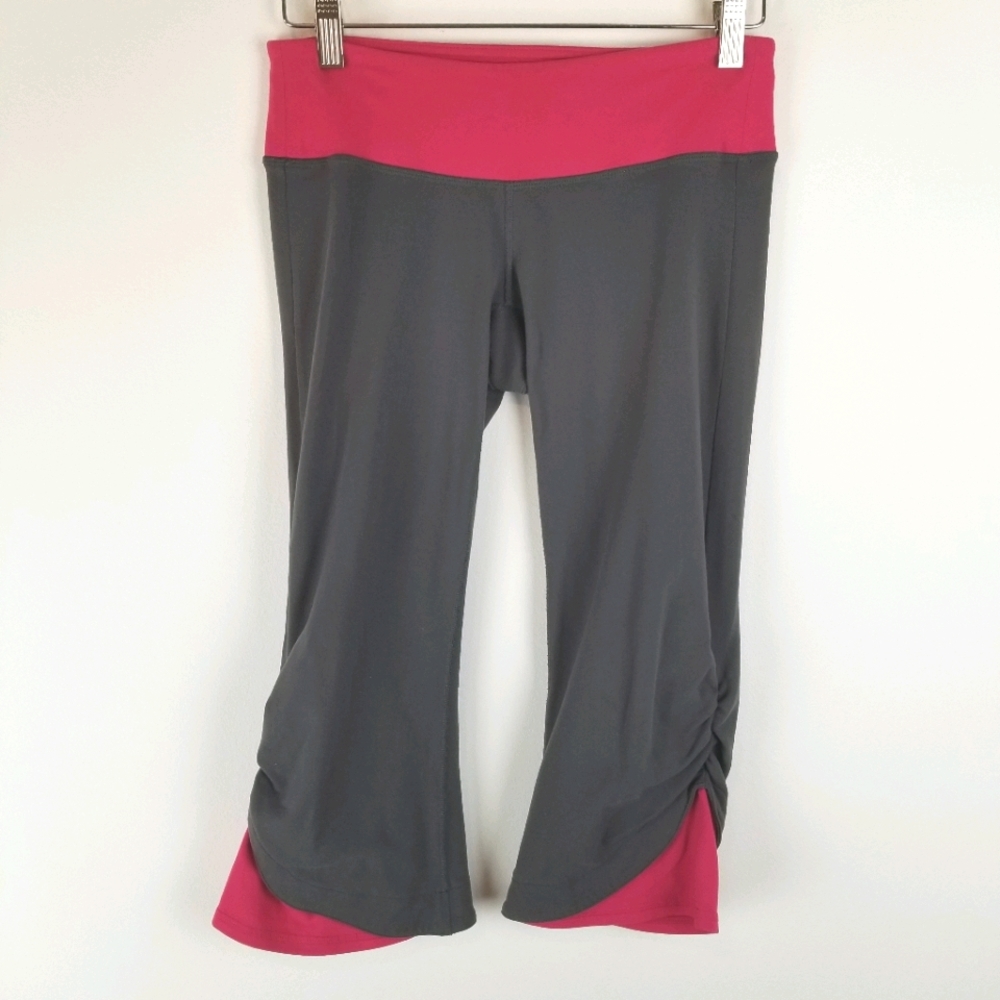 Athleta‎ Gray/Dark Pink Crop Leggings
